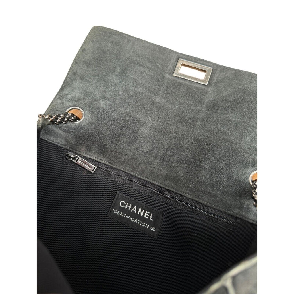 2.55 Grey Suede Leather Bag