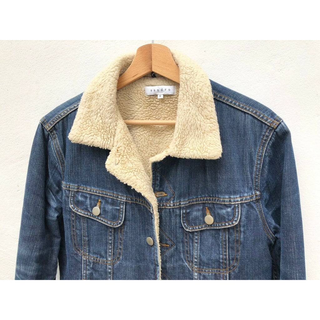 Denim Blue shearling jacket Sherpa Lined