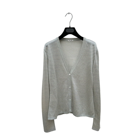 Grey Striped Shiny Cardigan