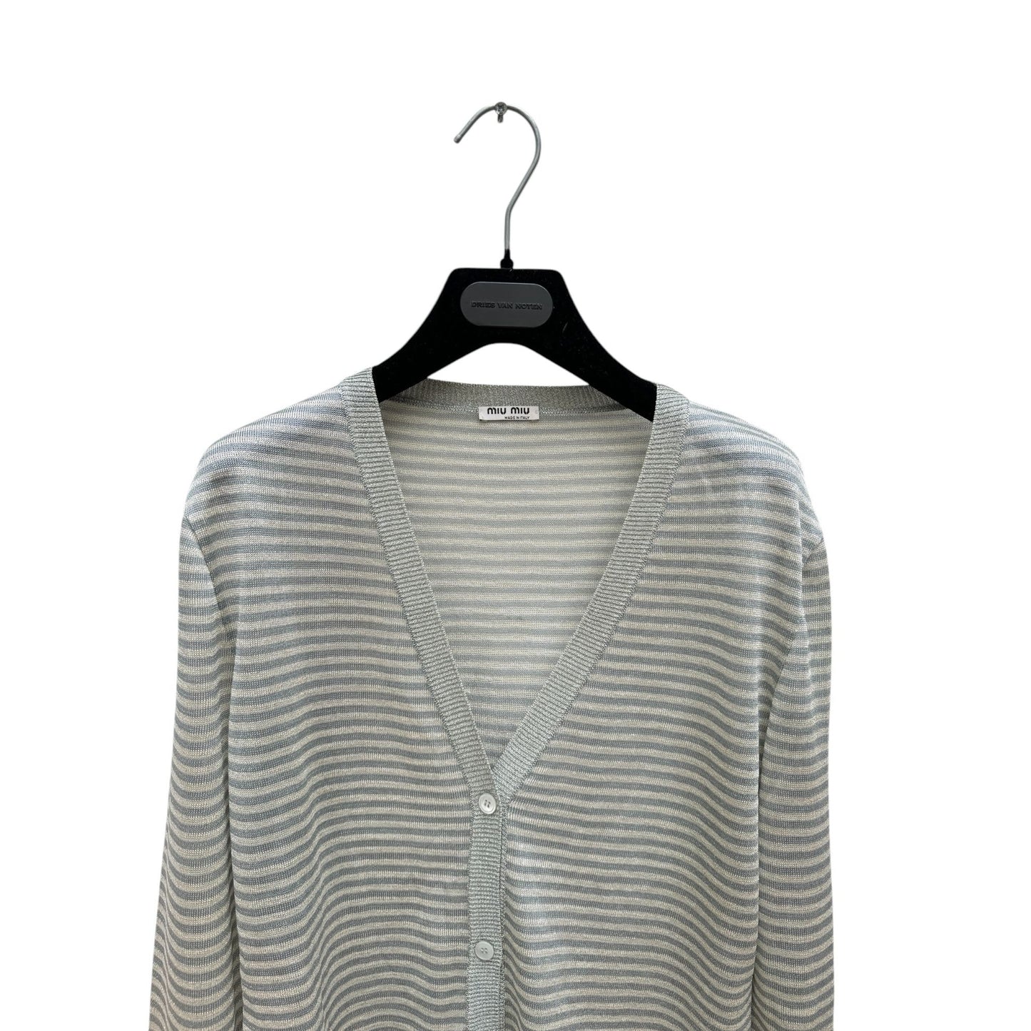 Grey Striped Shiny Cardigan