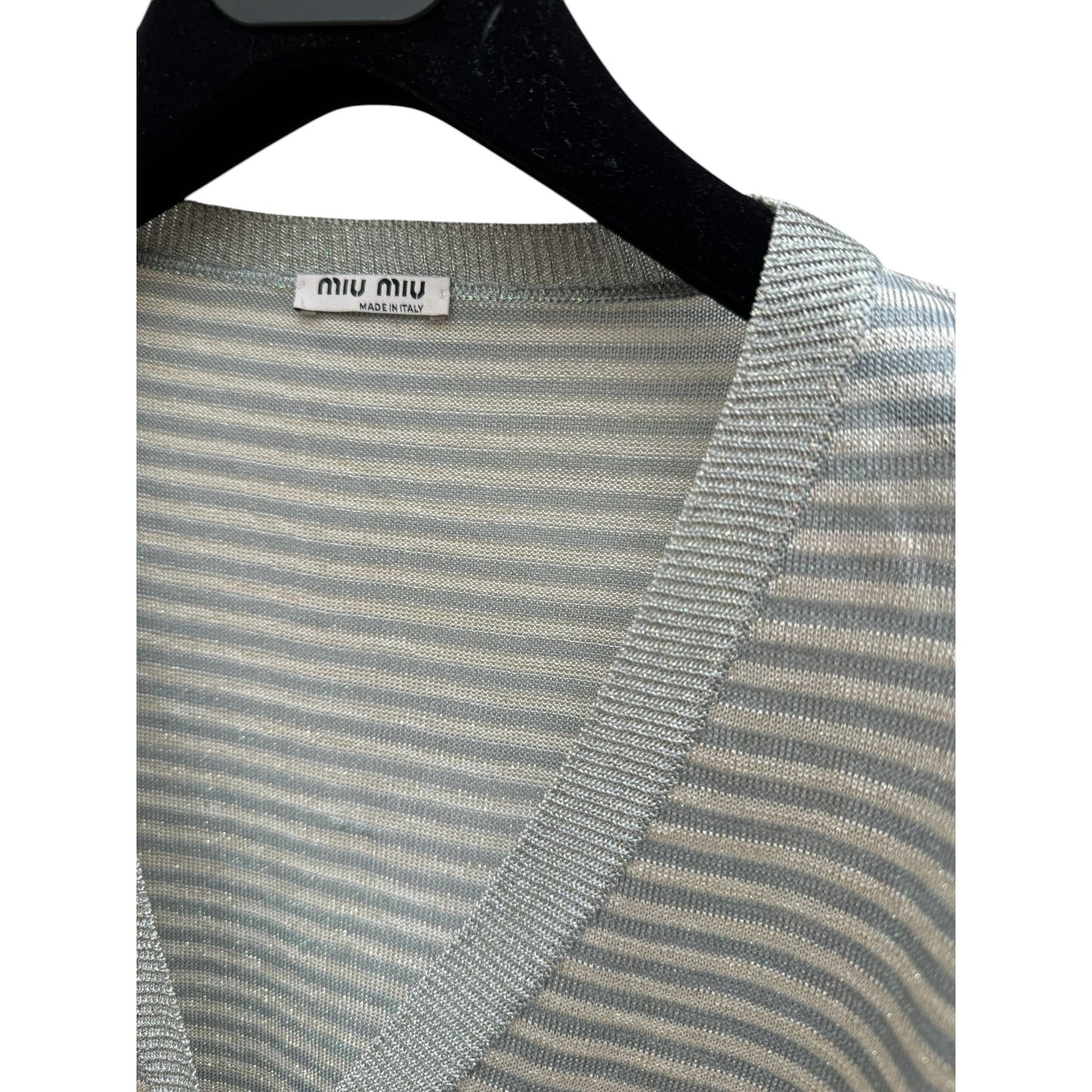 Grey Striped Shiny Cardigan