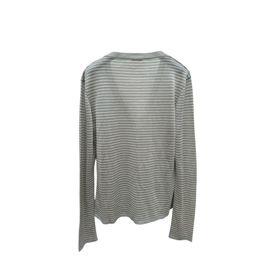Grey Striped Shiny Cardigan