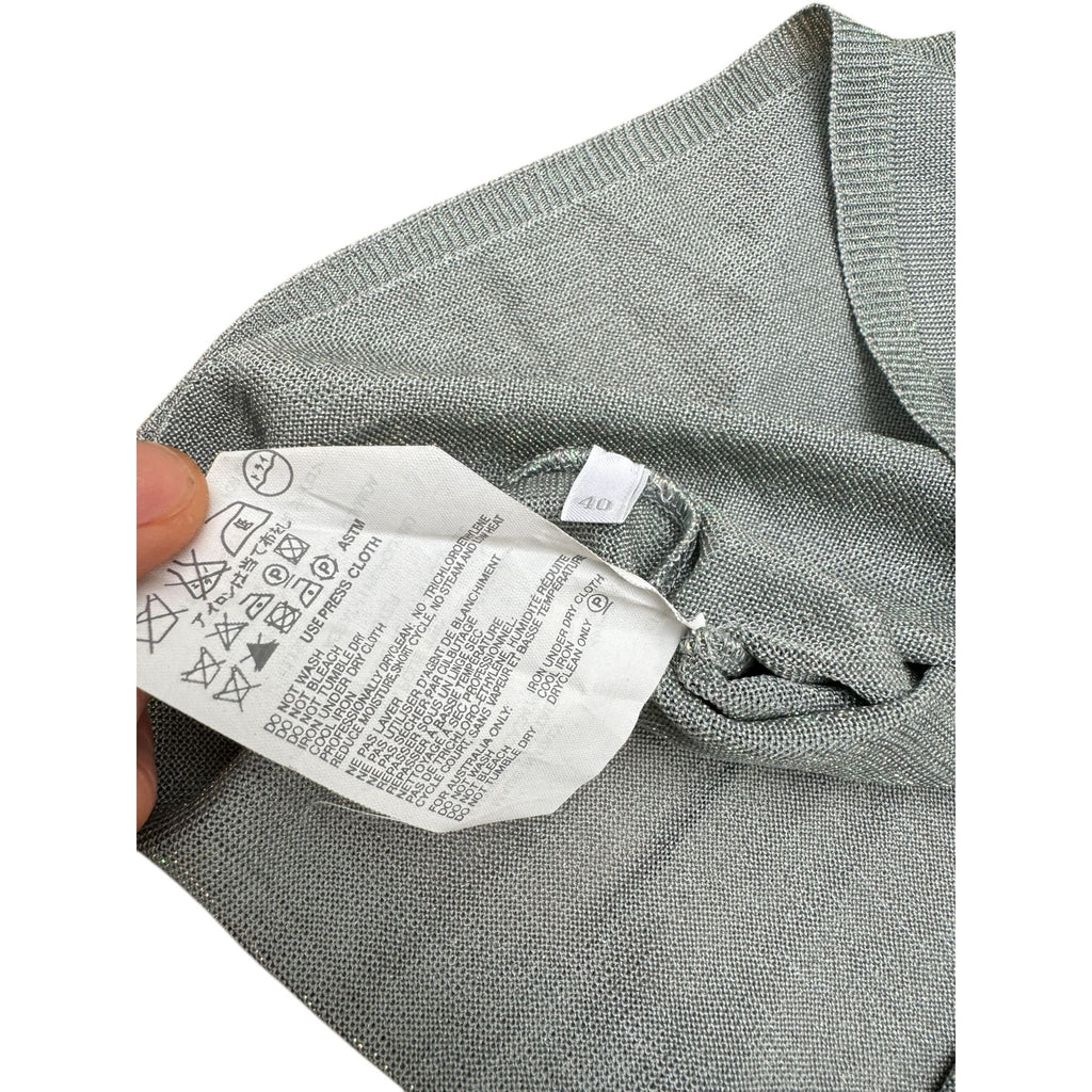 Grey Striped Shiny Cardigan