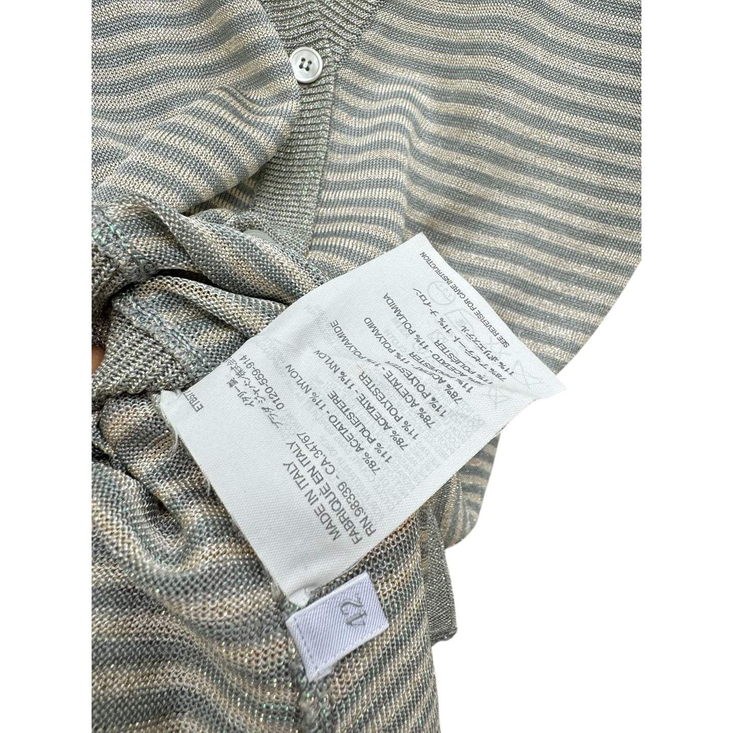 Grey Striped Shiny Cardigan