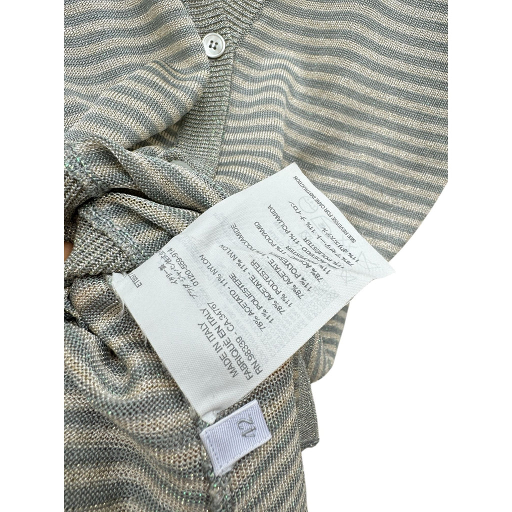Grey Striped Shiny Cardigan