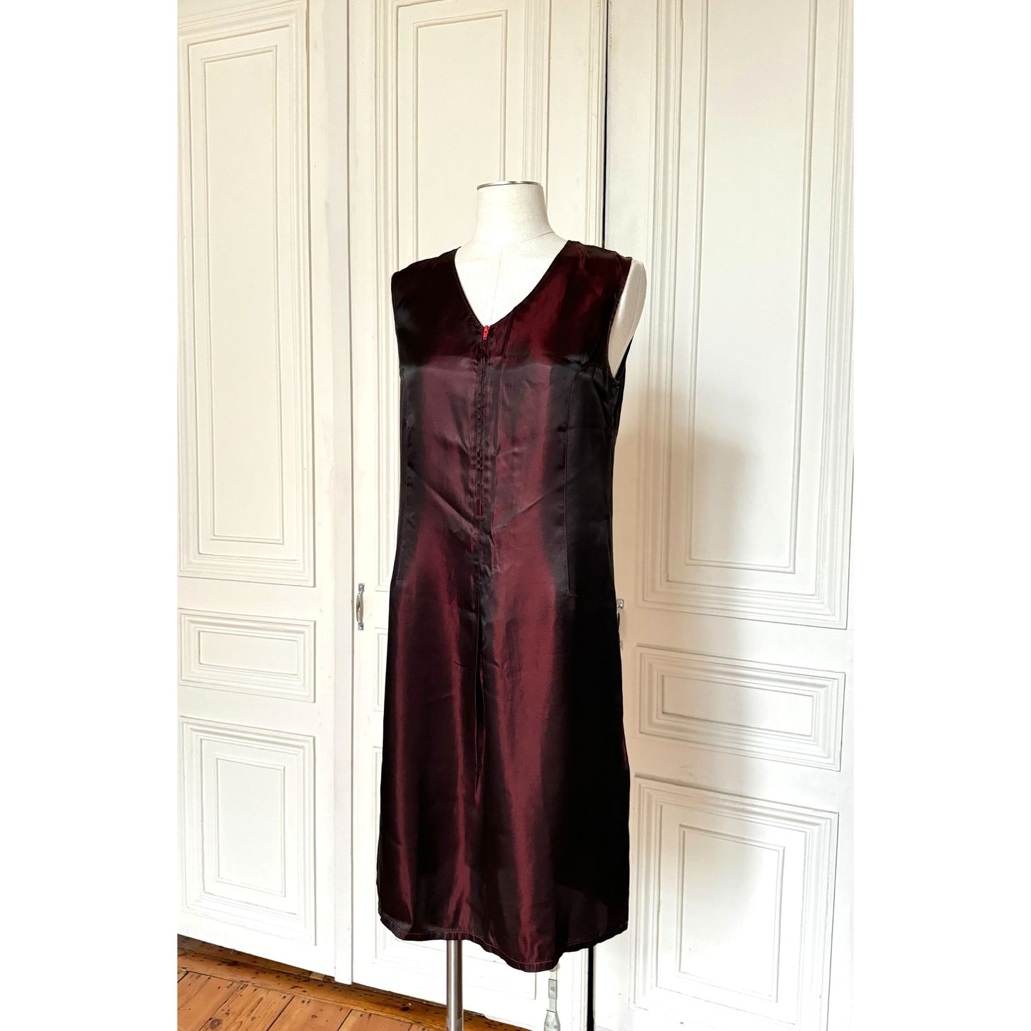 FW 1997 Burgundy Satin Runway Dress 
