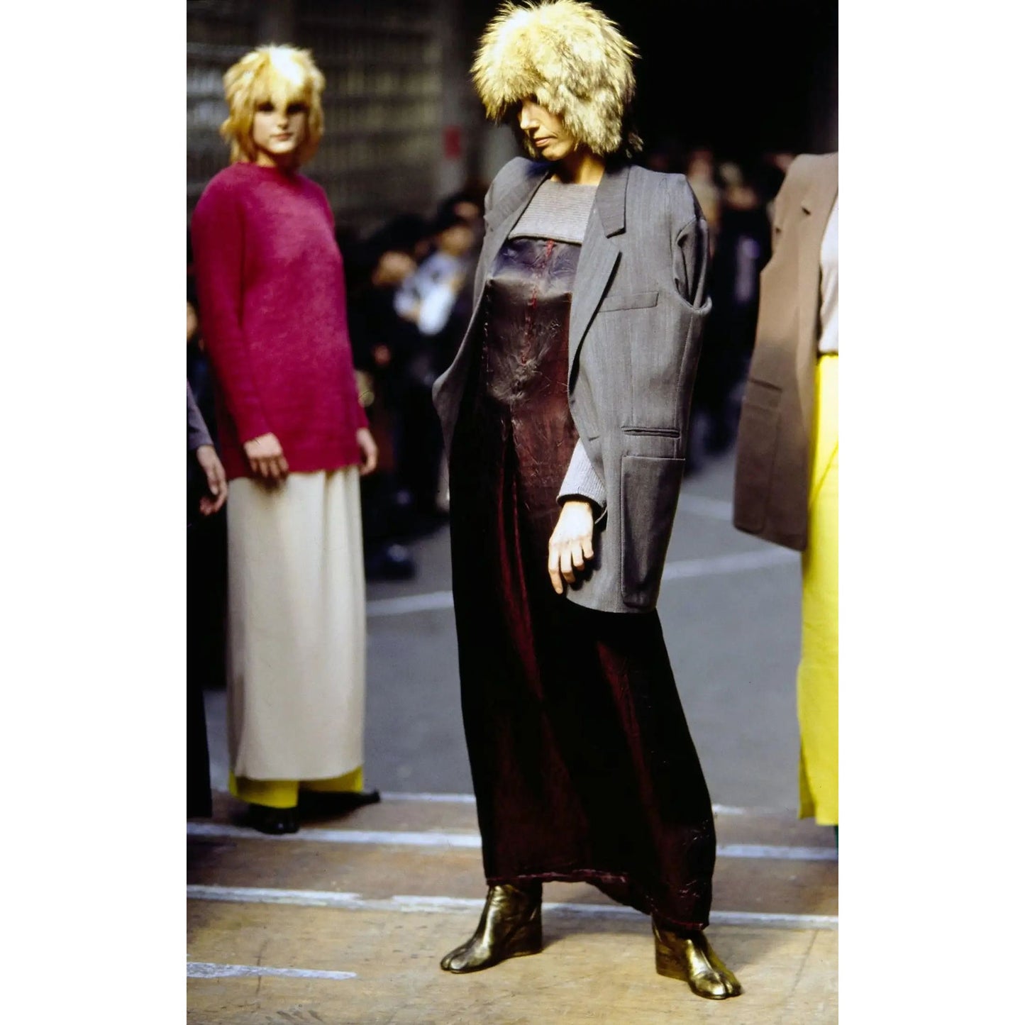 FW 1997 Burgundy Satin Runway Dress 