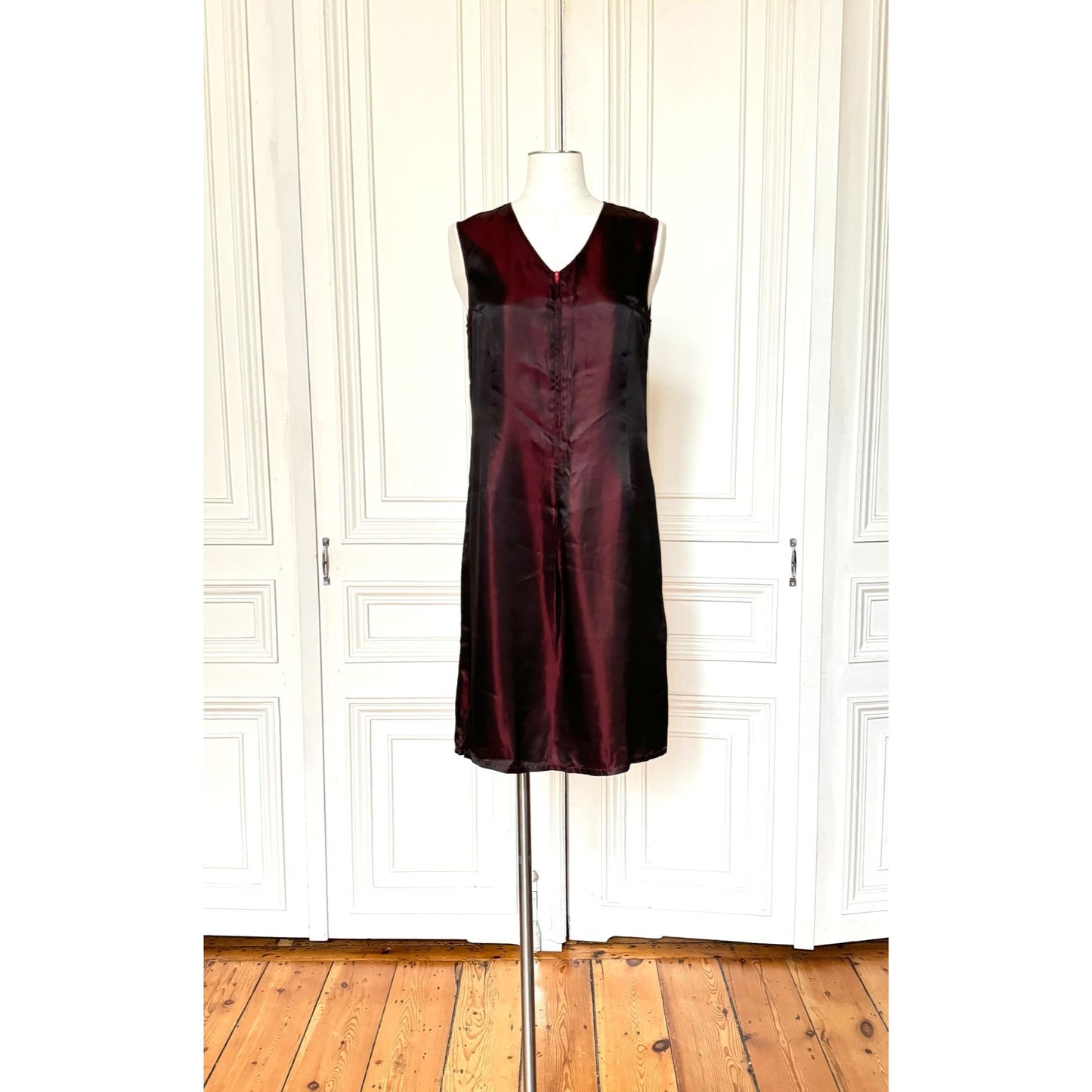 FW 1997 Burgundy Satin Runway Dress 