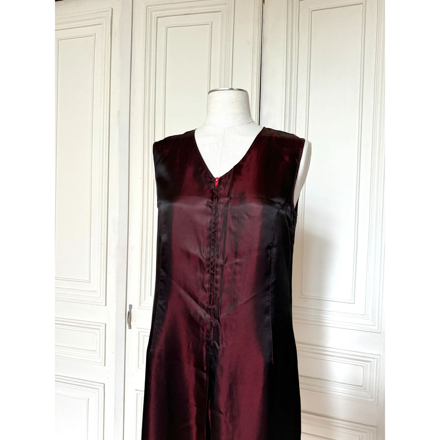 FW 1997 Burgundy Satin Runway Dress 