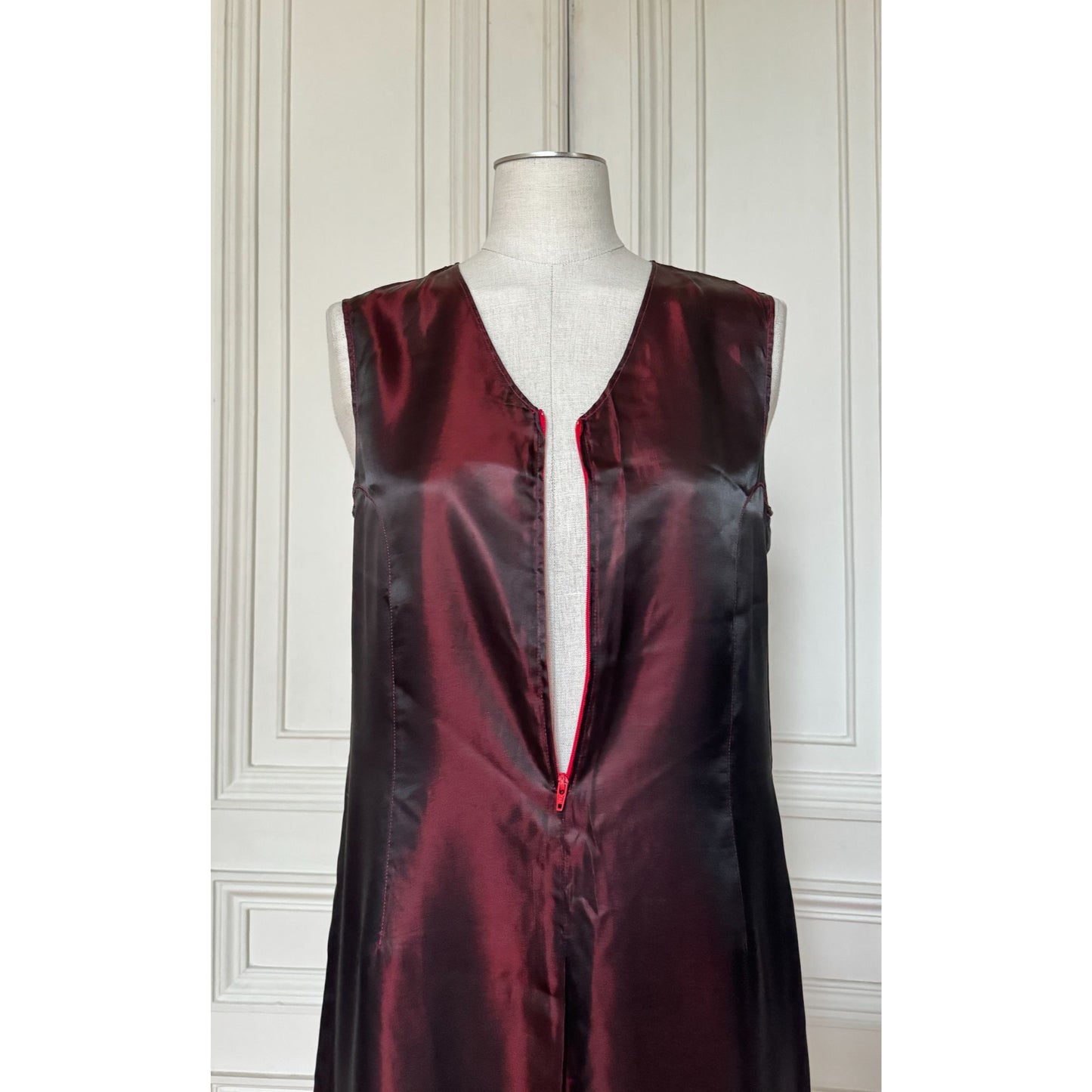 FW 1997 Burgundy Satin Runway Dress 