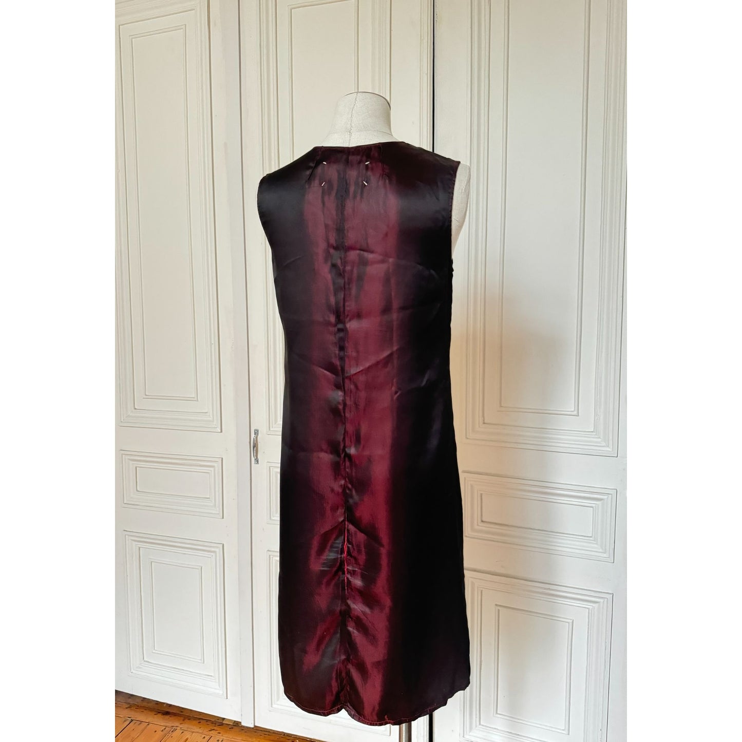 FW 1997 Burgundy Satin Runway Dress 