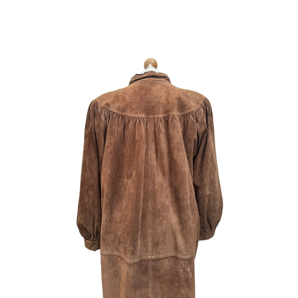 Vintage 1980s Brown suede Fur lining coat