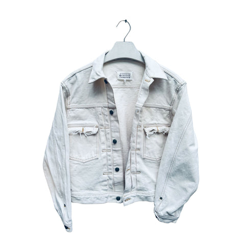 Ripped White Denim Jacket  Size 46 / S  Unisex