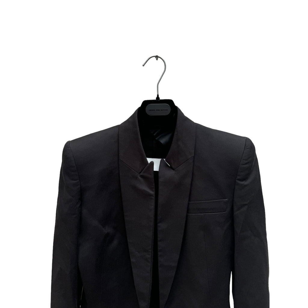 SS 2008 Black Blazer Jacket with Inverted Collar  Size IT 40 fits XS / US 4