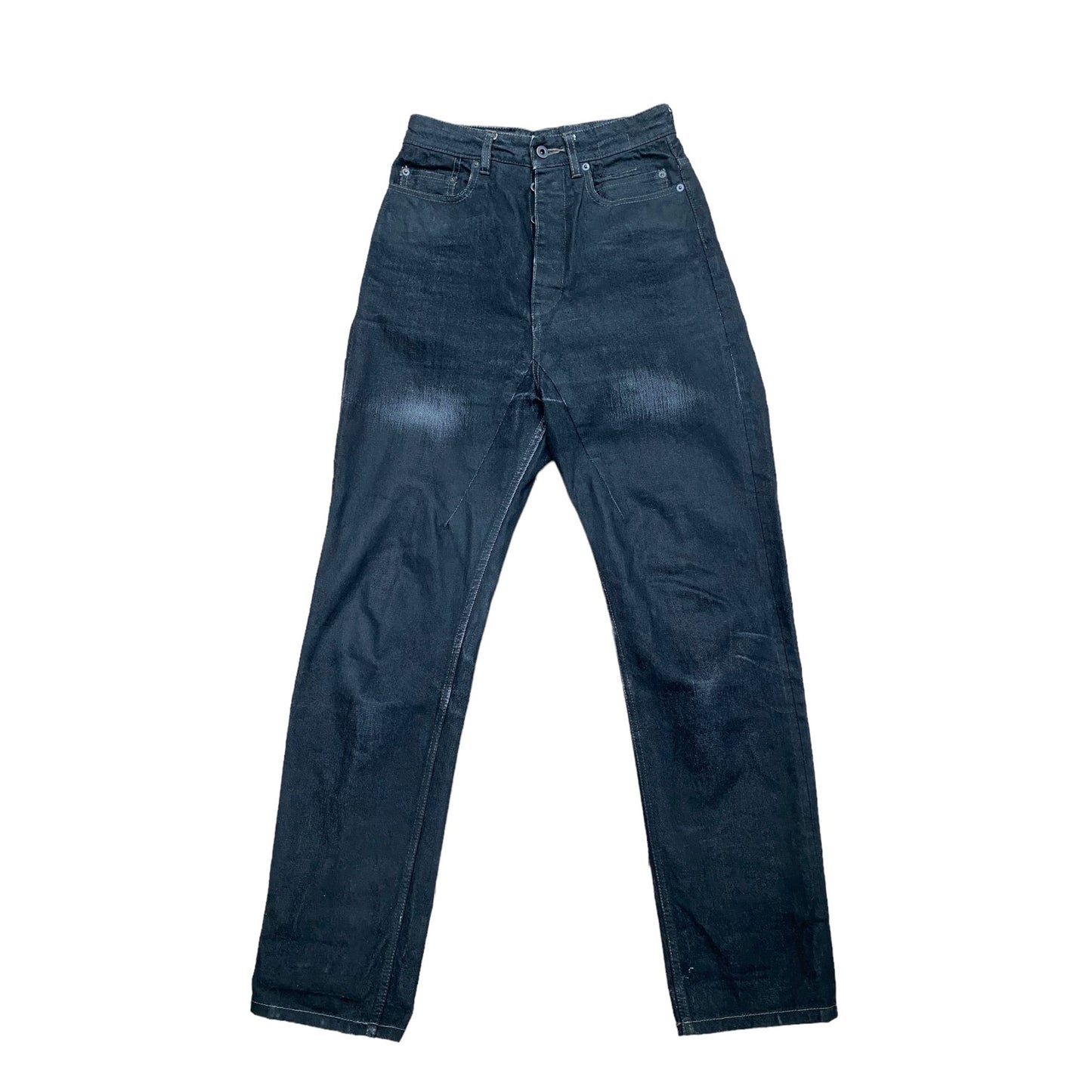 Collapse Cut  High Waist Heavy Black Denim Jeans