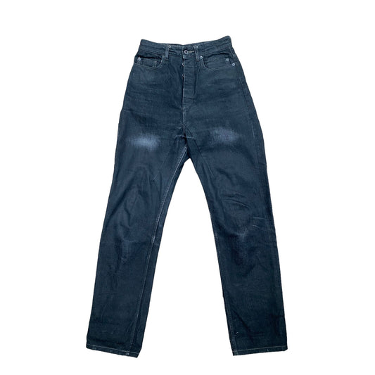 Collapse Cut  High Waist Heavy Black Denim Jeans