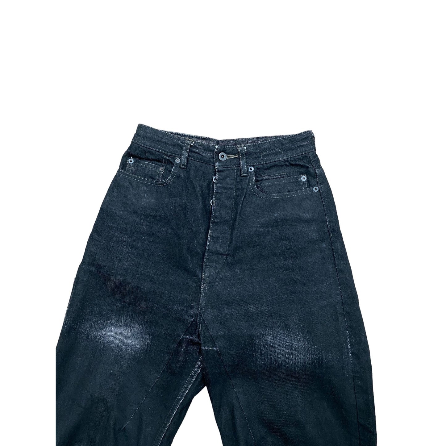 Collapse Cut  High Waist Heavy Black Denim Jeans