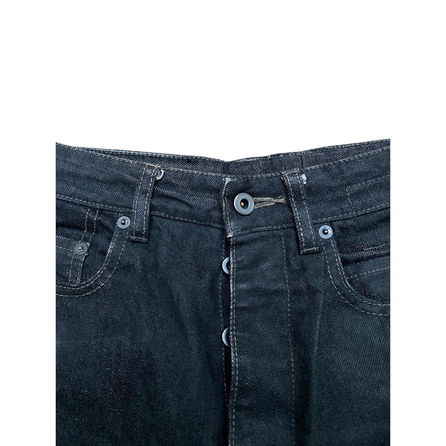 Collapse Cut  High Waist Heavy Black Denim Jeans