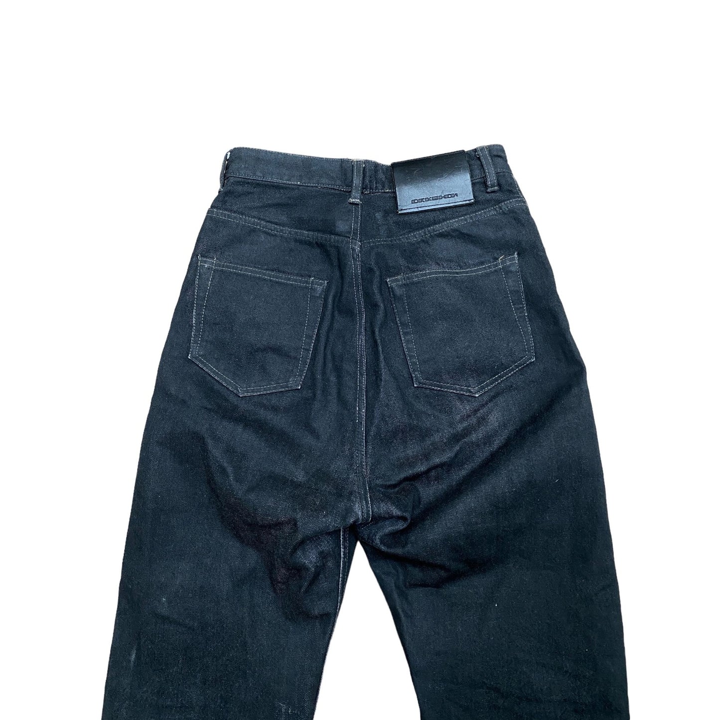 Collapse Cut  High Waist Heavy Black Denim Jeans