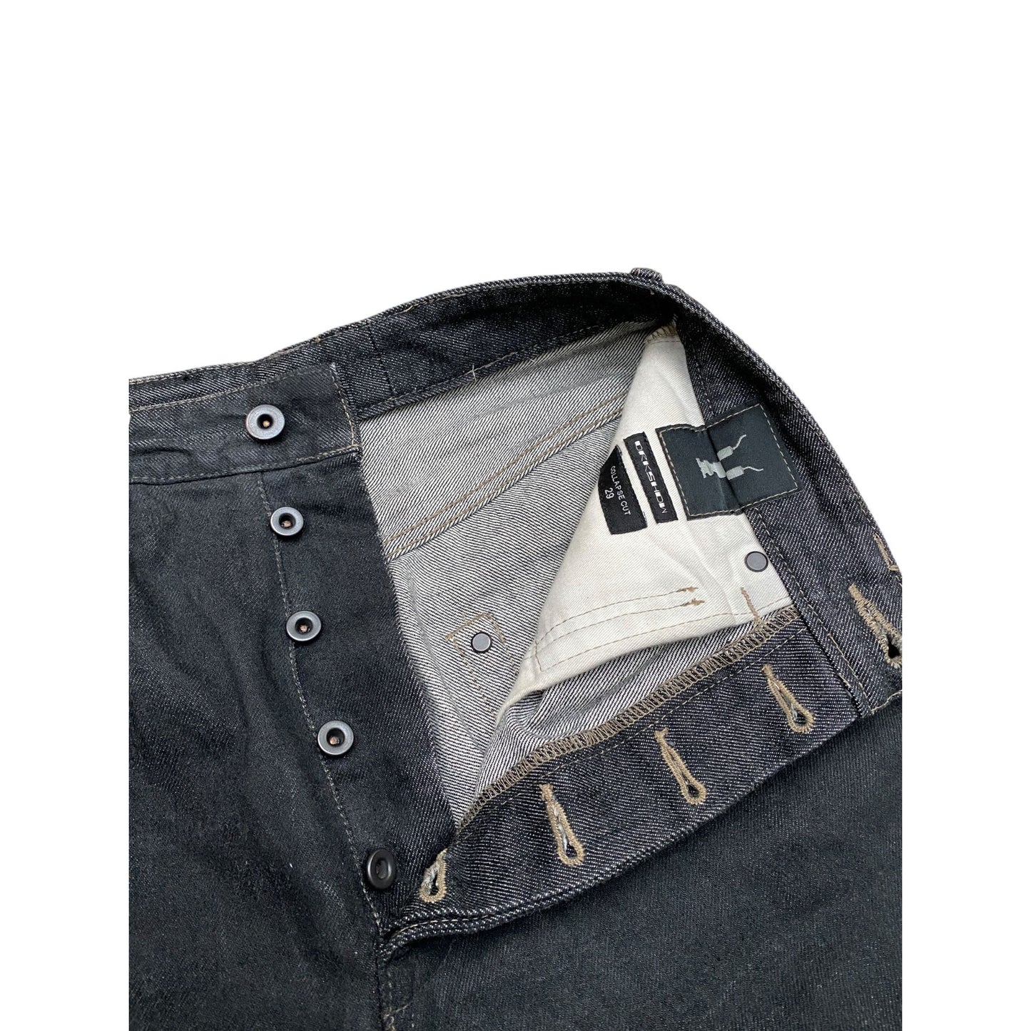 Collapse Cut  High Waist Heavy Black Denim Jeans