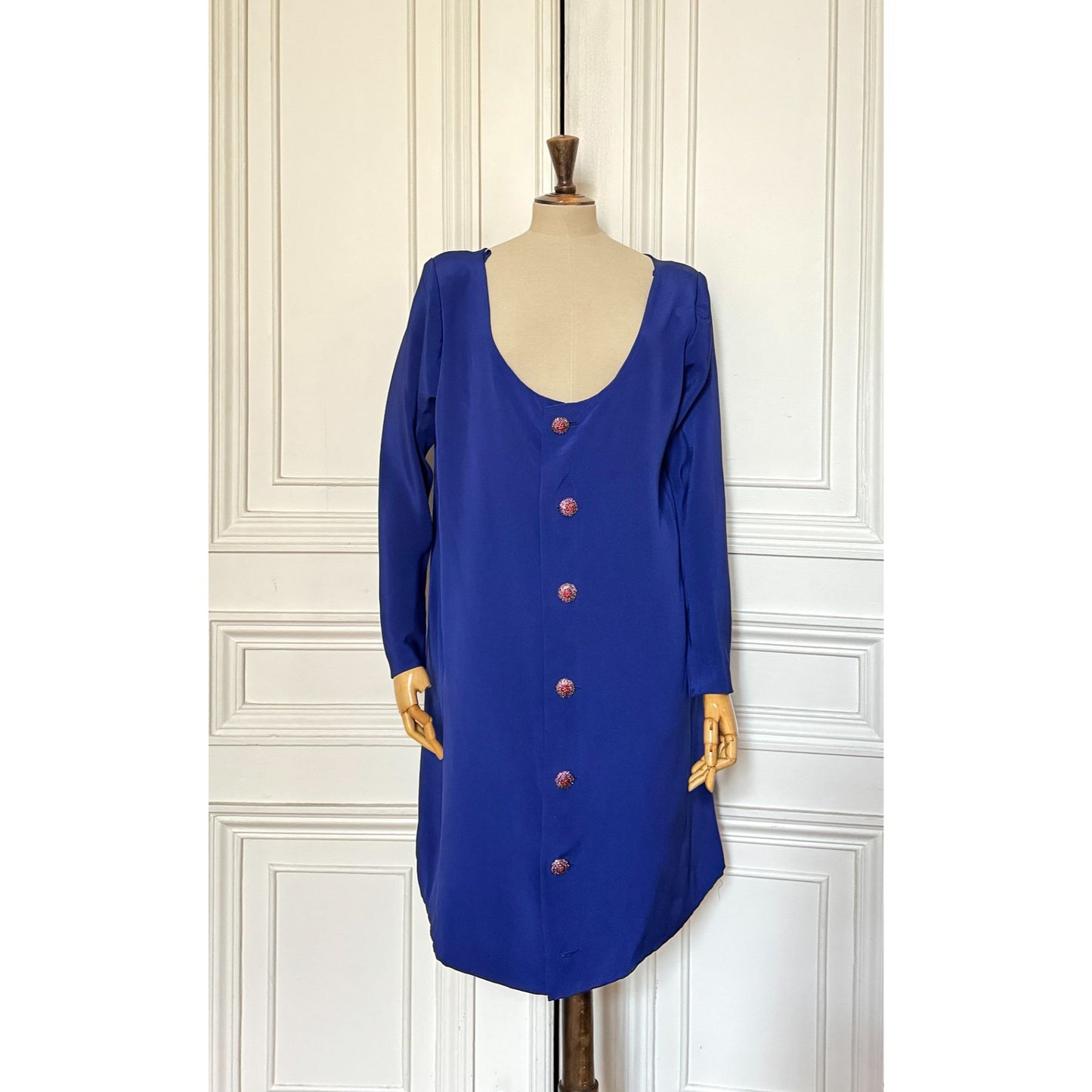 Early 1980s Cobalt Blue Wool Overdress