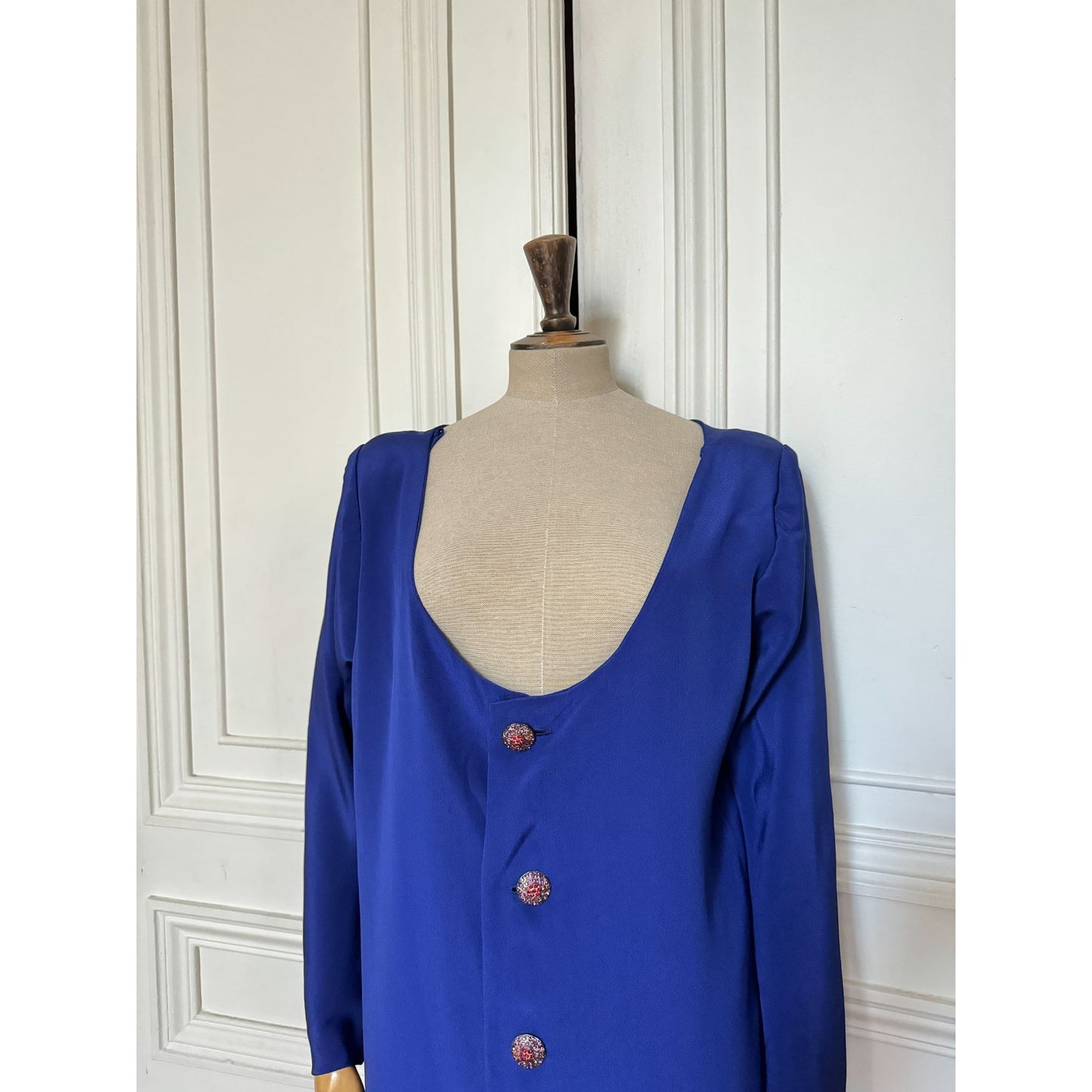 Early 1980s Cobalt Blue Wool Overdress