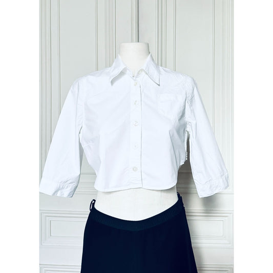 White Cotton Short Sleeve Shirt