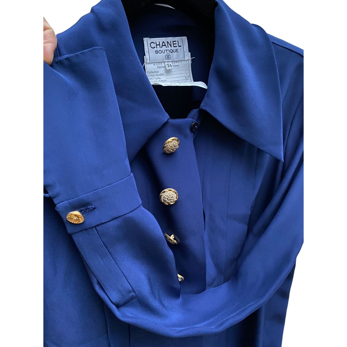 Vintage Navy Silk Shirt Superb Buttons