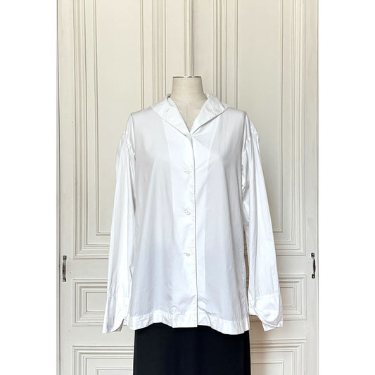 1980s White Cotton Oversized Blouse