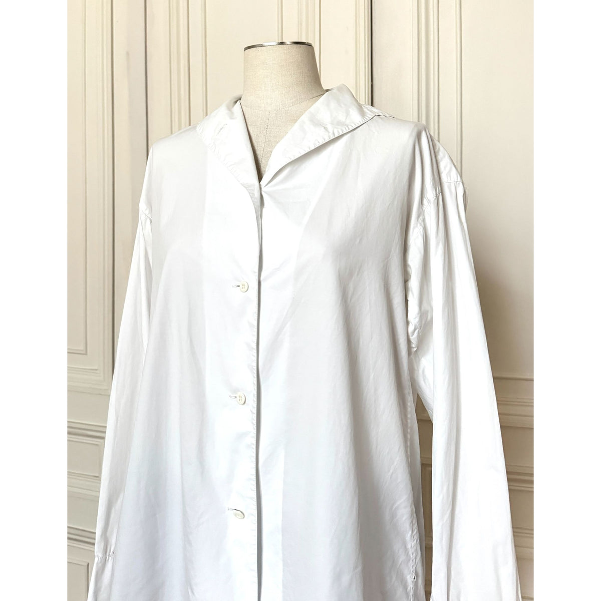 1980s White Cotton Oversized Blouse