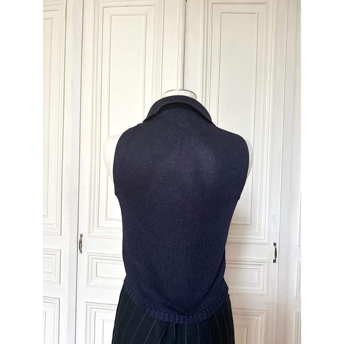 1980s Navy Knit Vest