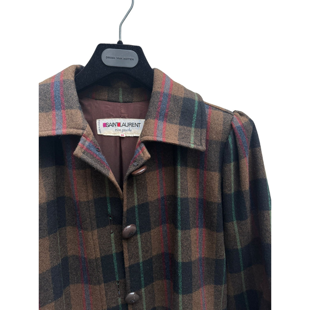 FW 1976 Brown Black Checkered Plaid Coat