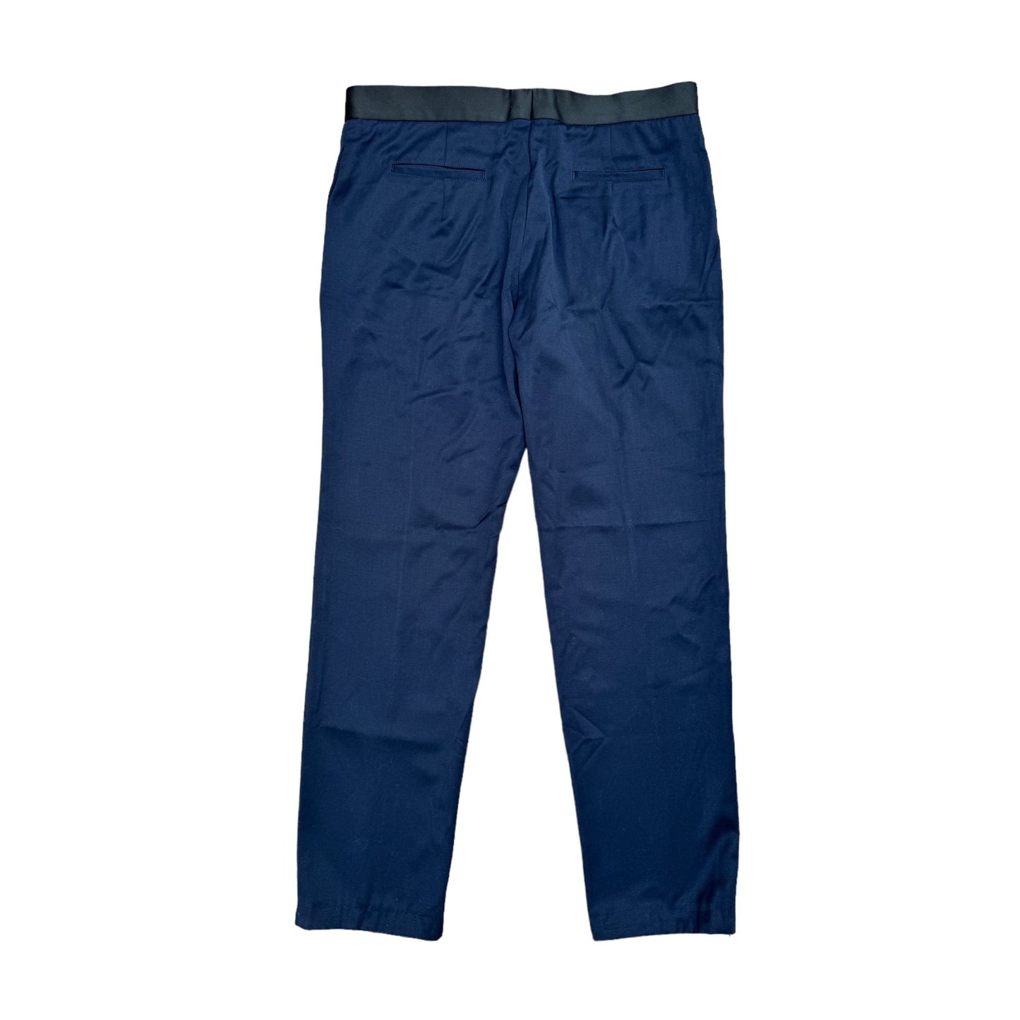 By Phoebe Philo Navy Tuxedo Pants  Contrast Silk Blend Waistband