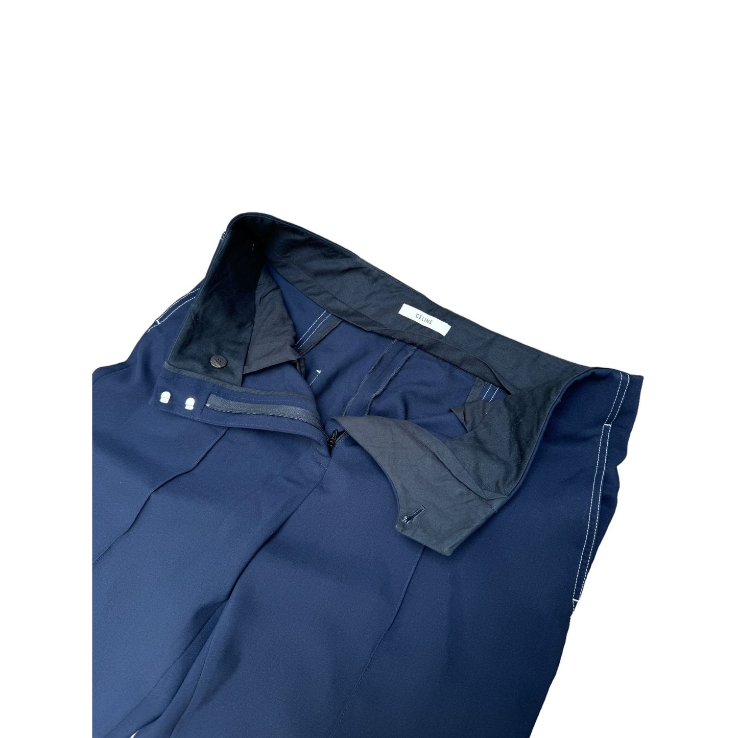 Phoebe Philo Navy Wool Wide Pants