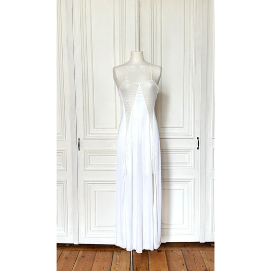 1980s White Nylon Slip Dress