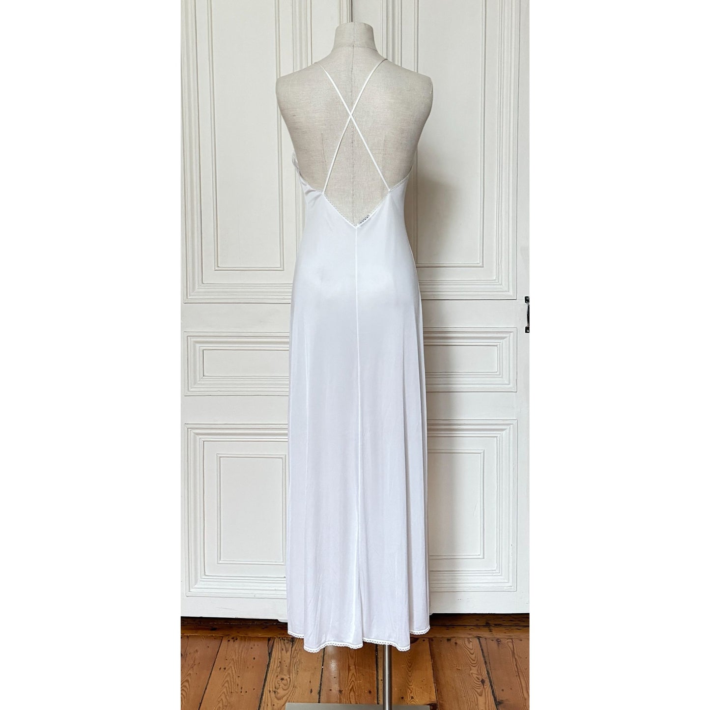 1980s White Nylon Slip Dress
