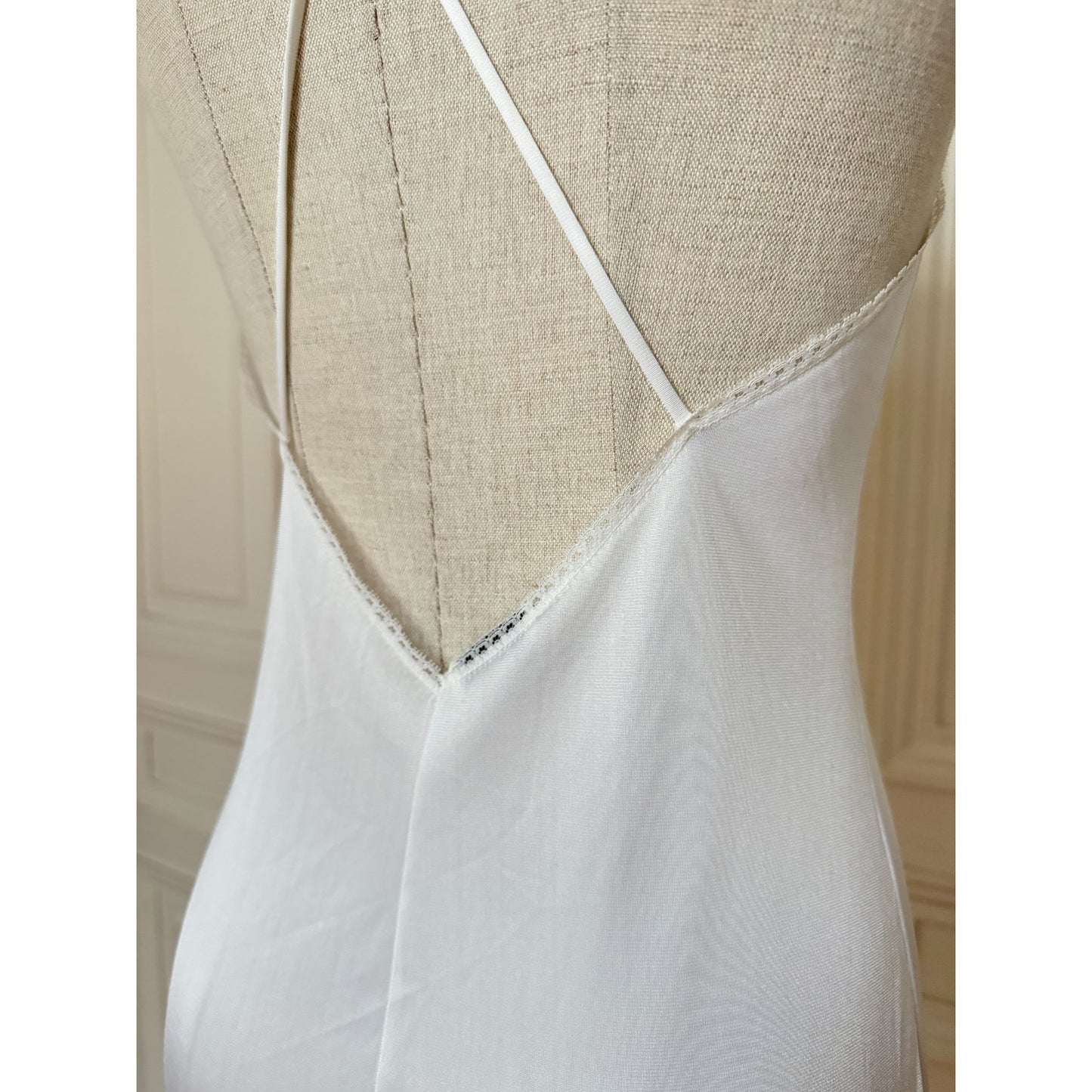 1980s White Nylon Slip Dress
