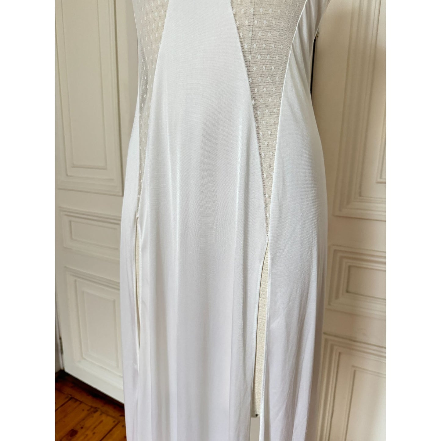 1980s White Nylon Slip Dress