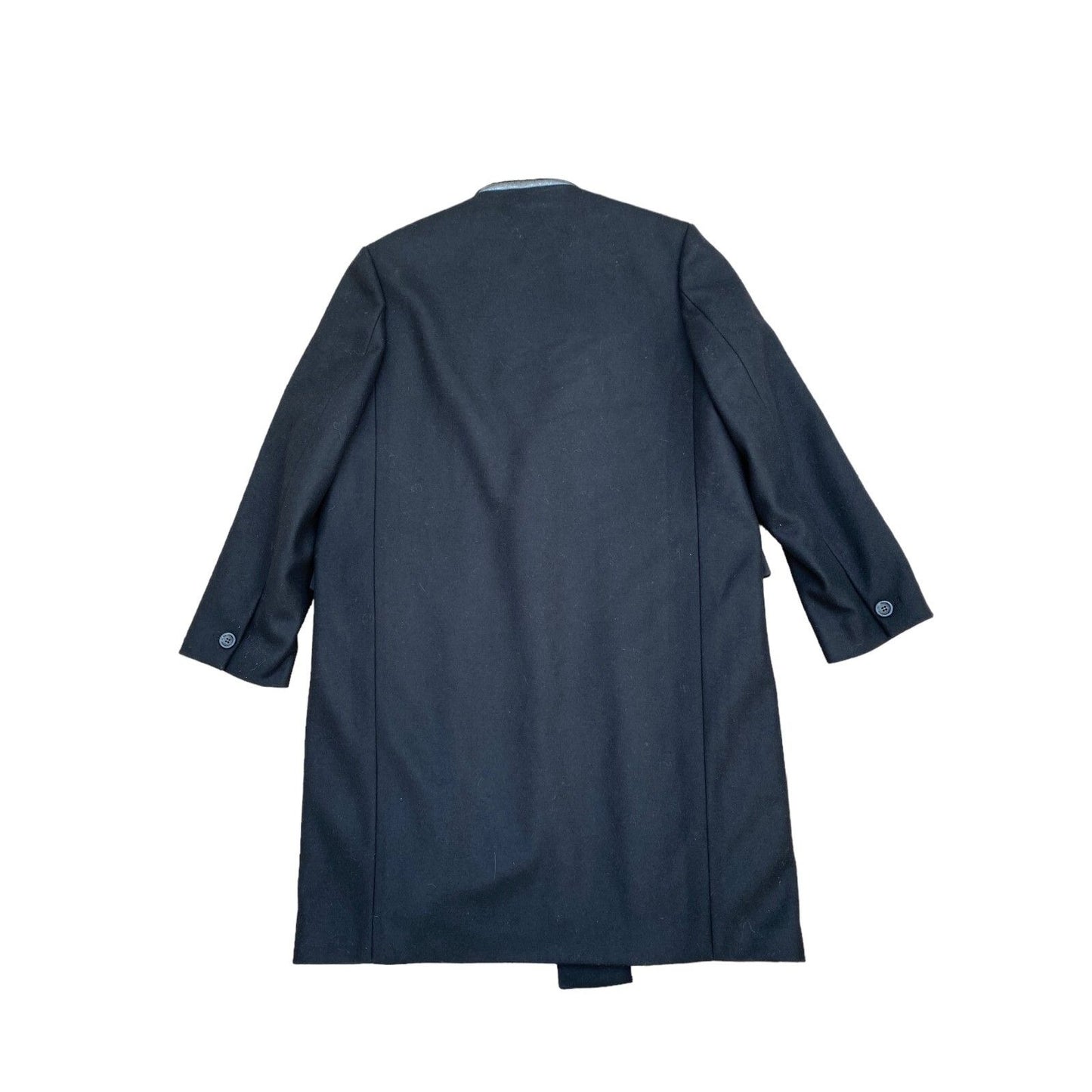 FW 2020 Black Wool Overcoat with Faux Fur Lining Chesterfield Cut