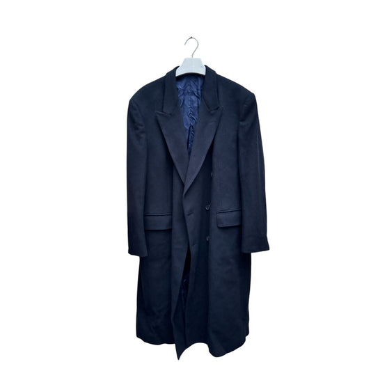Black Cashmere Blend Double Breasted Overcoat
