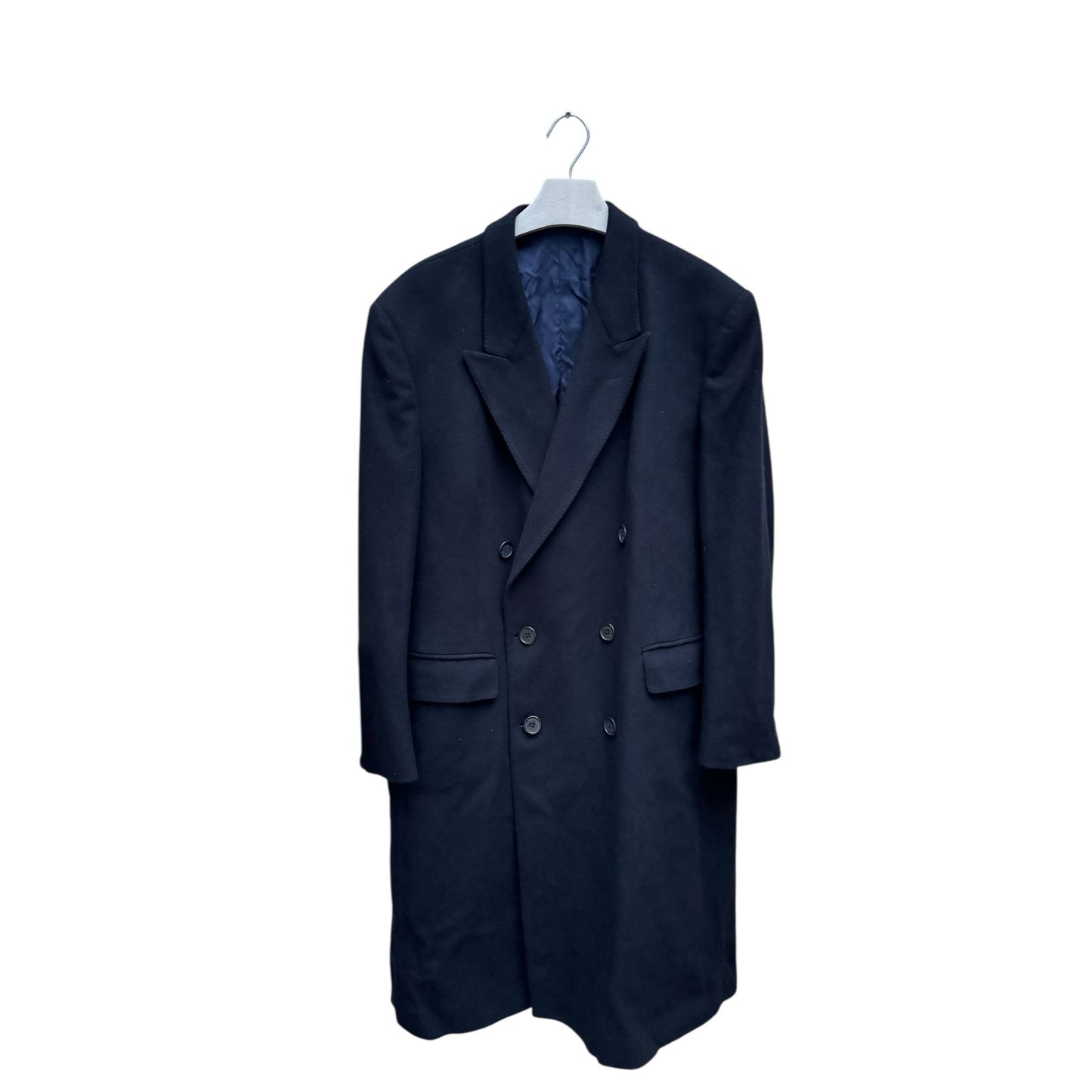 Black Cashmere Blend Double Breasted Overcoat