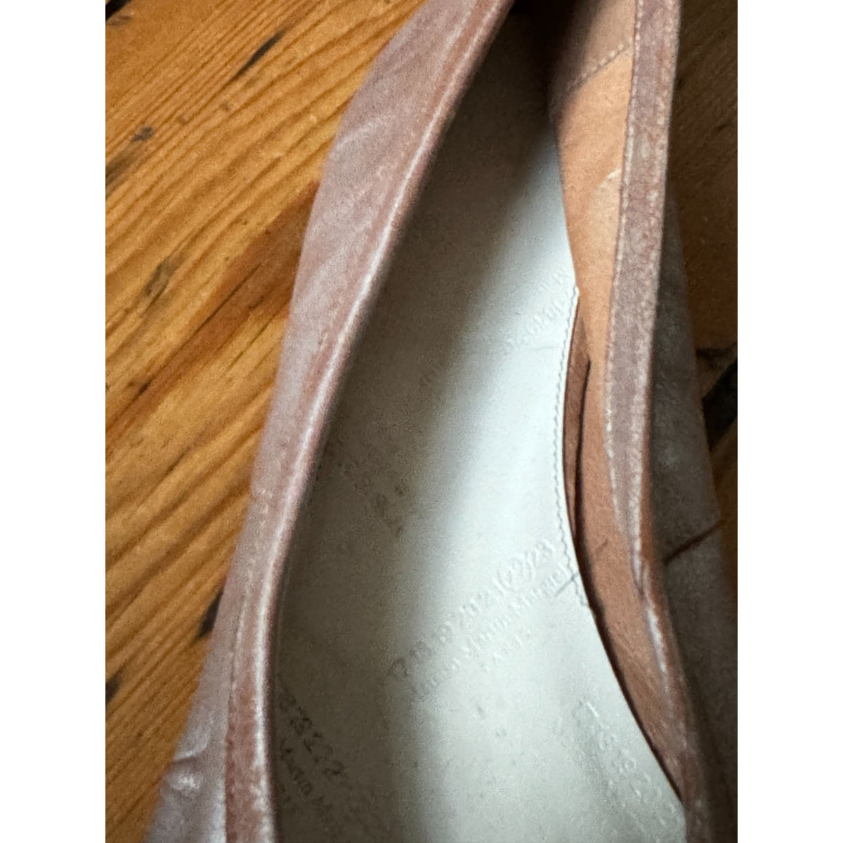 Nude Pink Metallic Leather Tabi Ballerina Flats