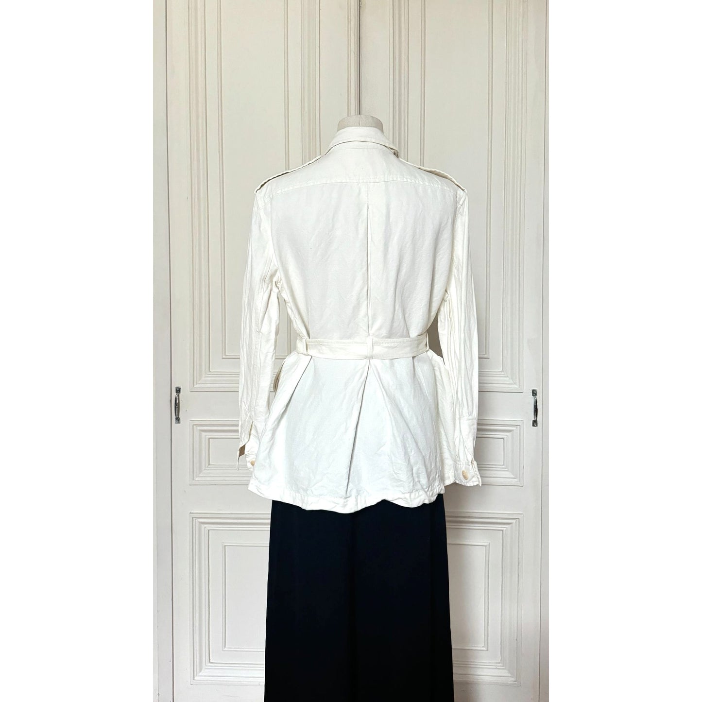 Off white Linen Belted Safari Jacket