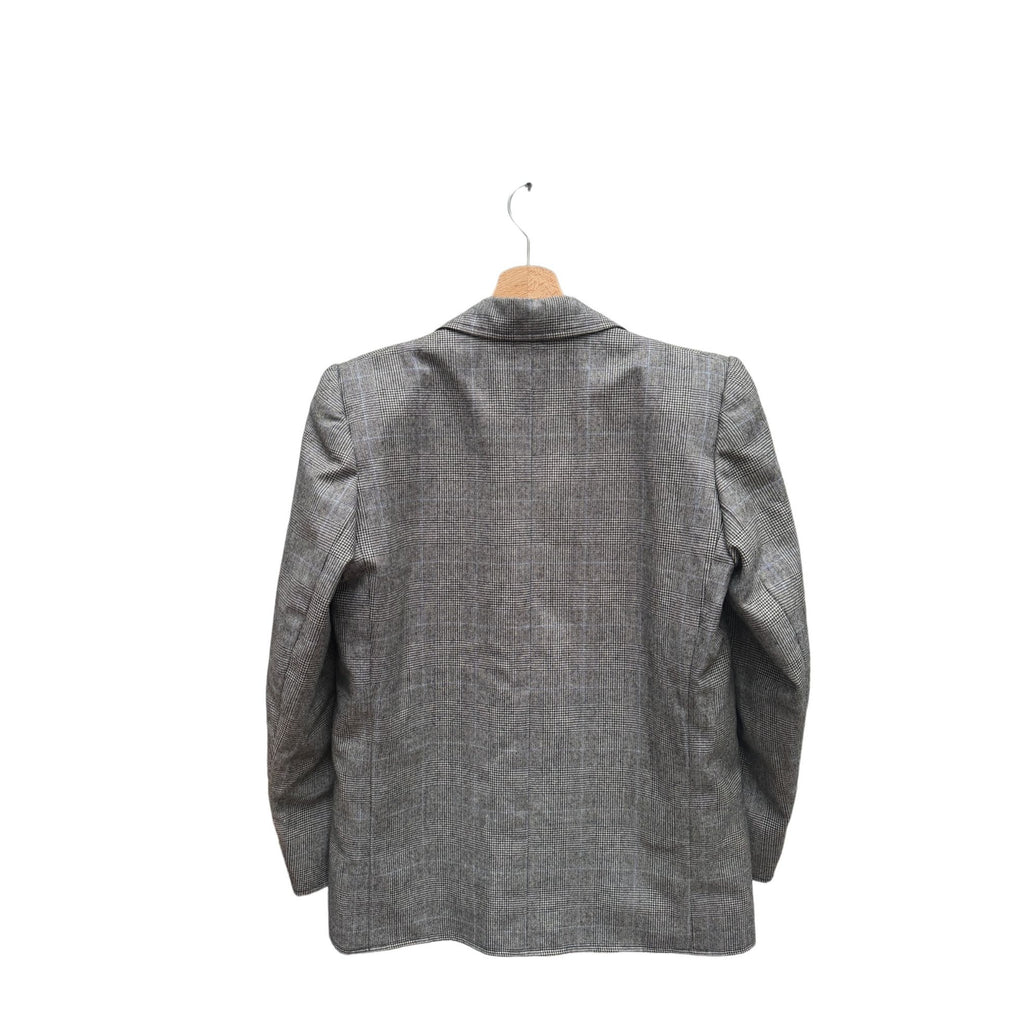 Vintage 1970s Grey Wool Checkered Blazer Jacket