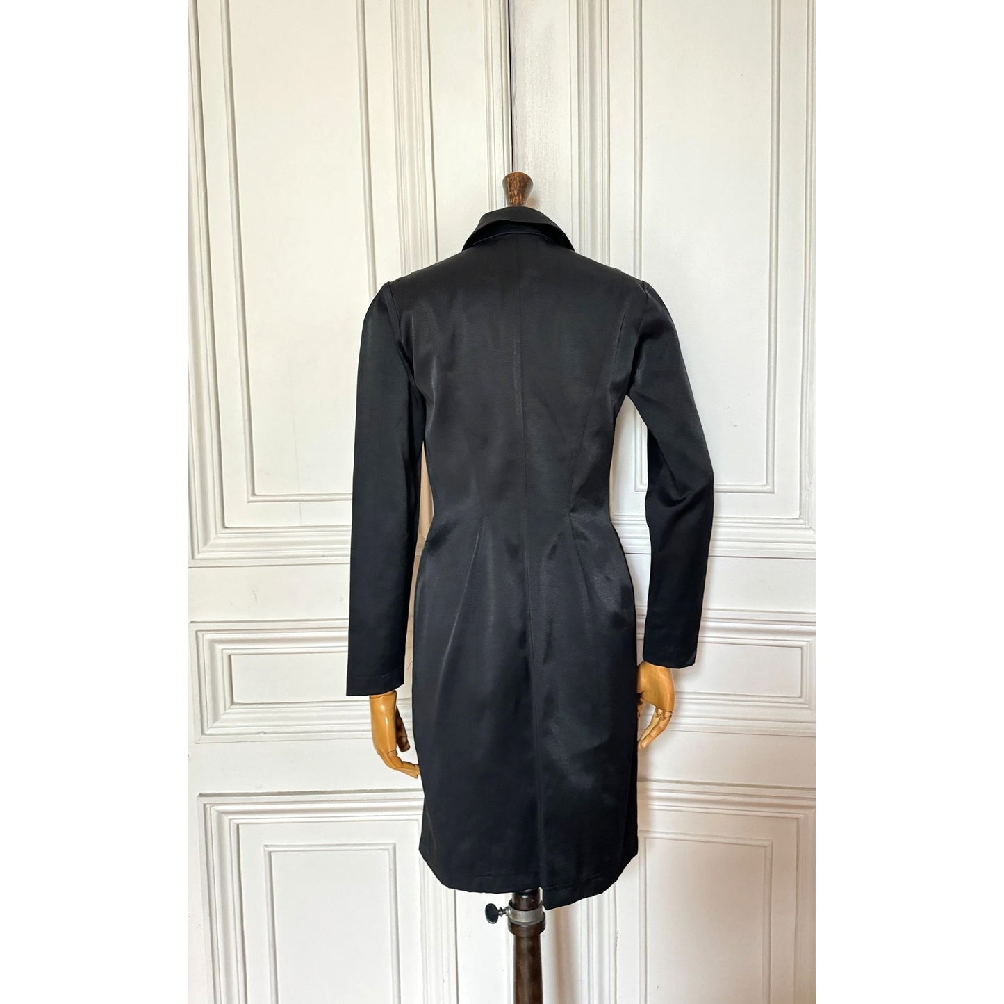 1990s Vintage Black Sculptural Bustier Dress