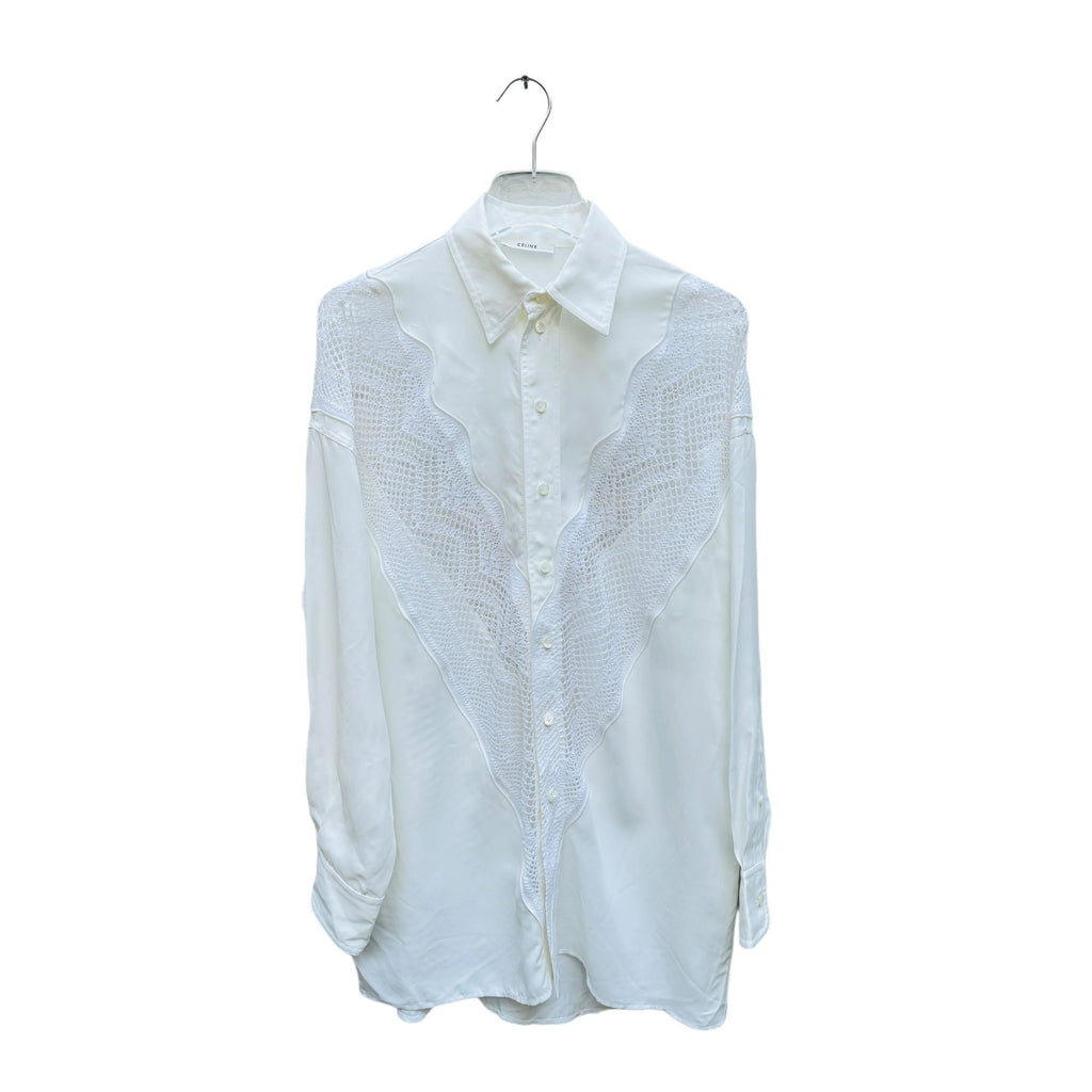 By Phoebe Philo SS 2018  White Button down shirt with lace details