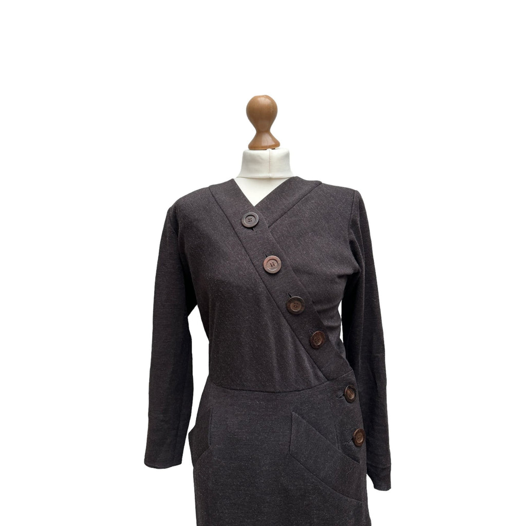 Vintage 1980s  Chocolate Wool Cotton Dress