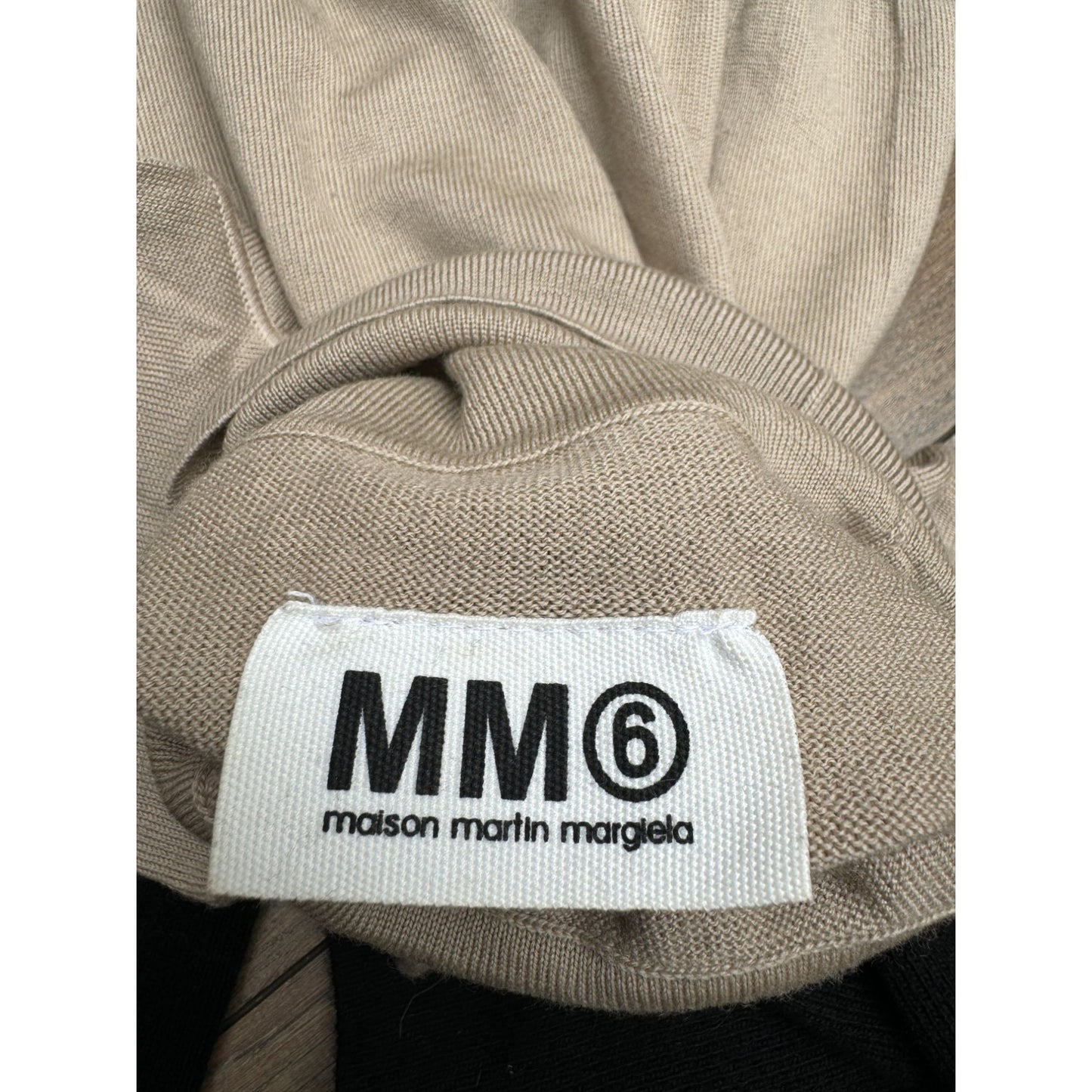 Vintage Beige Black Wool Rollneck