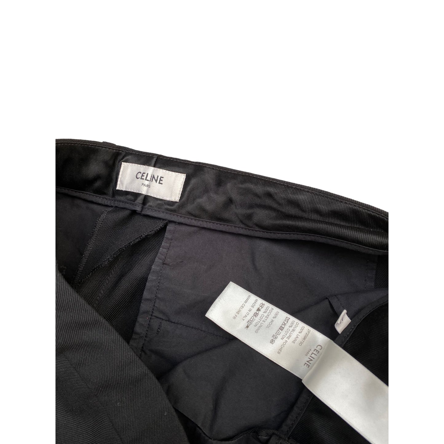 By Hedi Slimane  High Waist Black Wool Pants