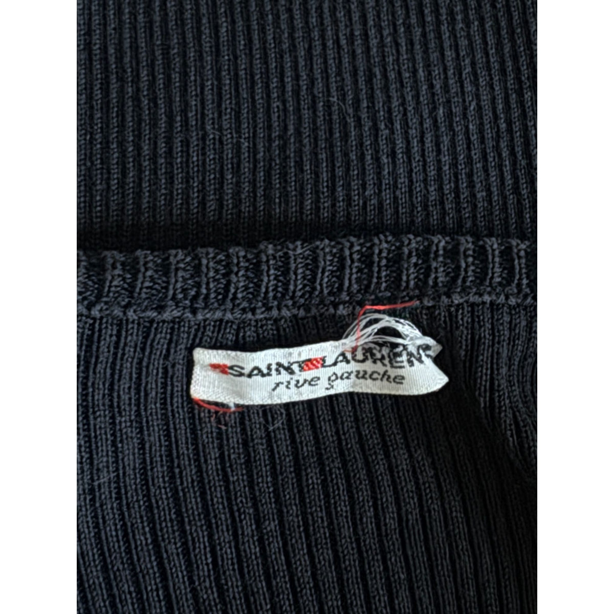 1980s Black Ribbed Knit Wide Neck Top